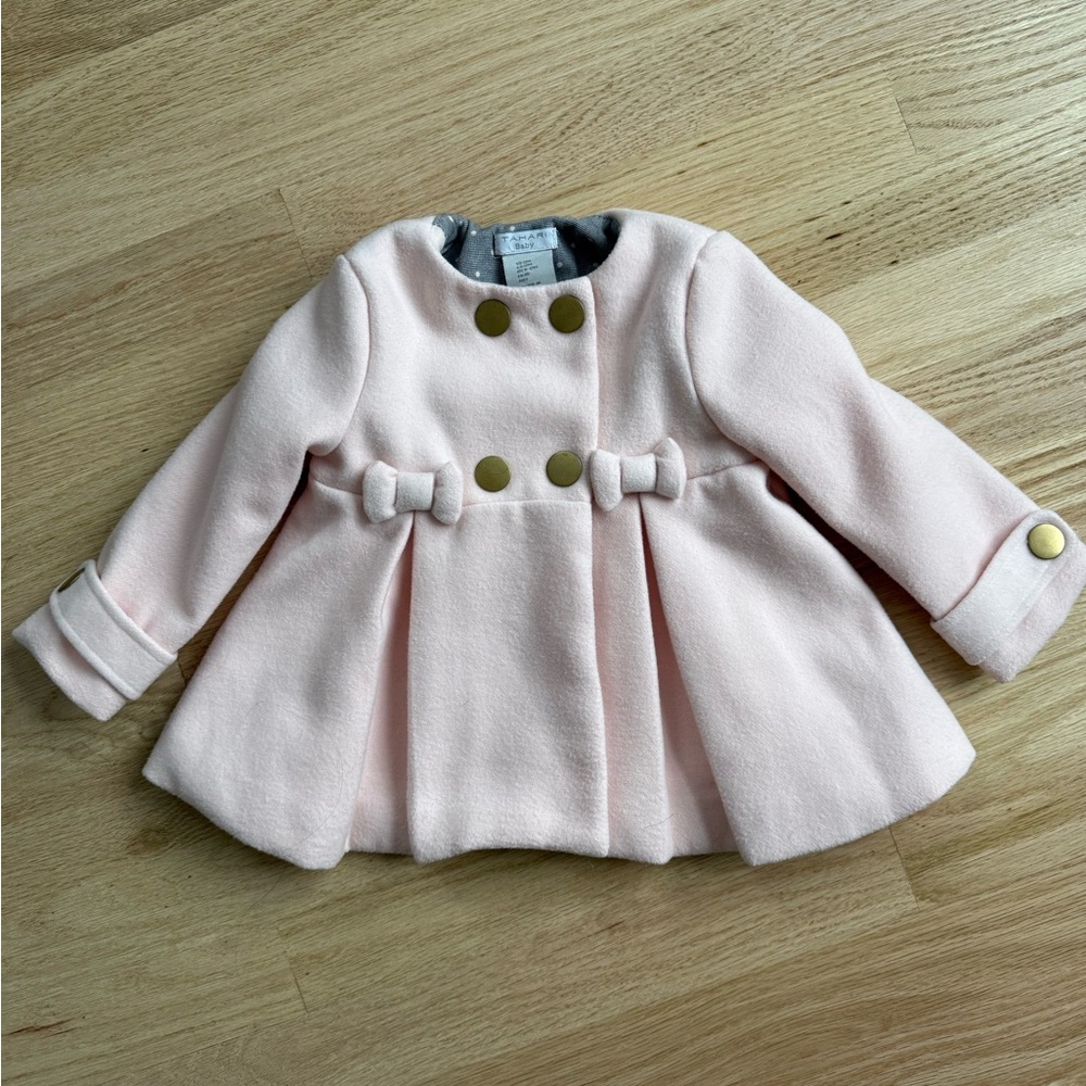 Tahari Baby Blush Pea Coat with Gold Buttons - 12M